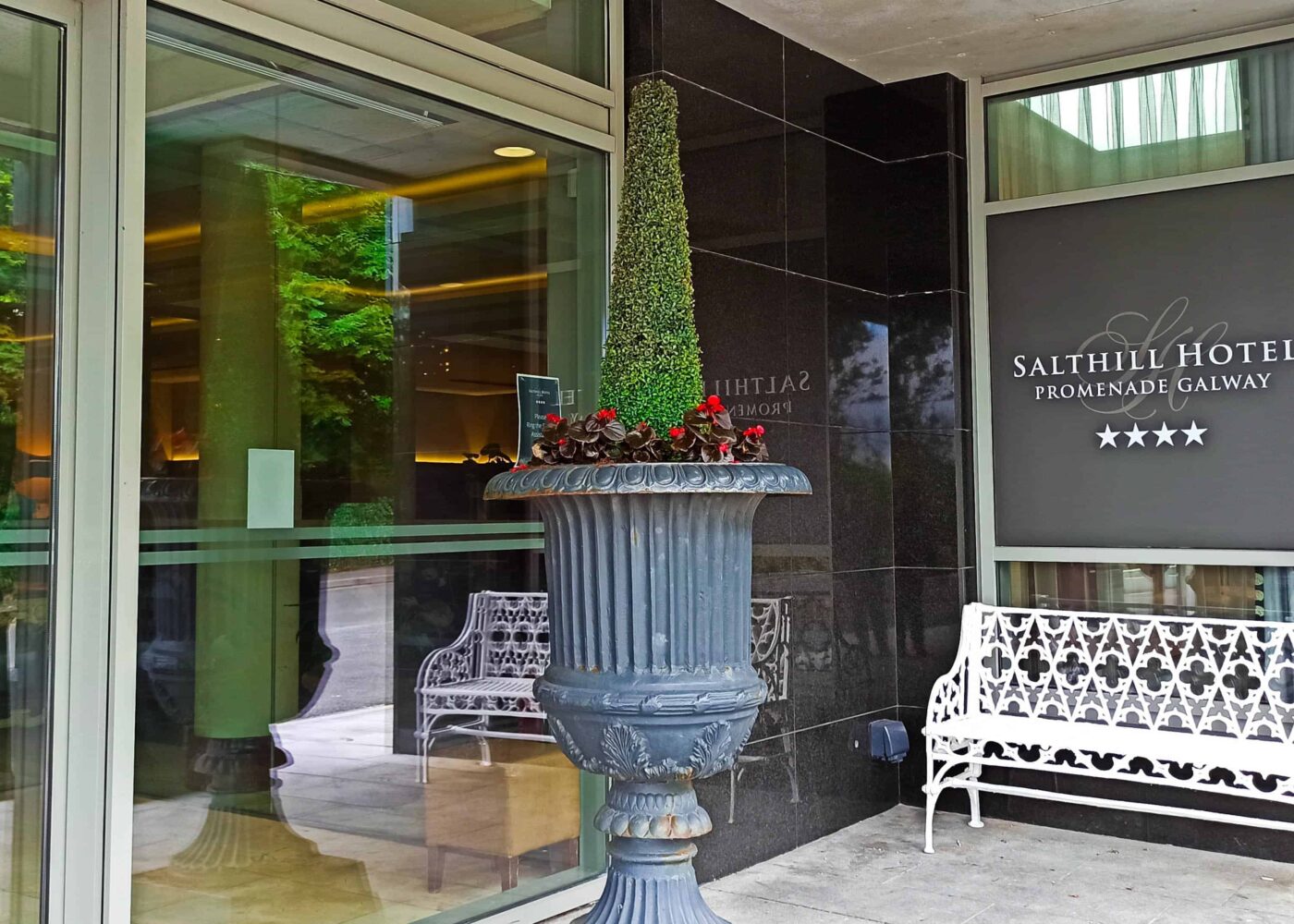 Front door of Saltill Hotel at Salthill Hotel Galway