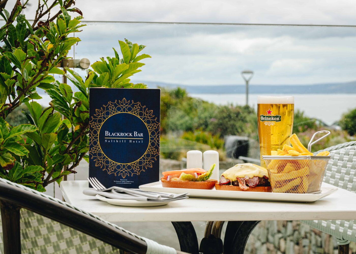 Burger and Pint sky view at Salthill Hotel Galway