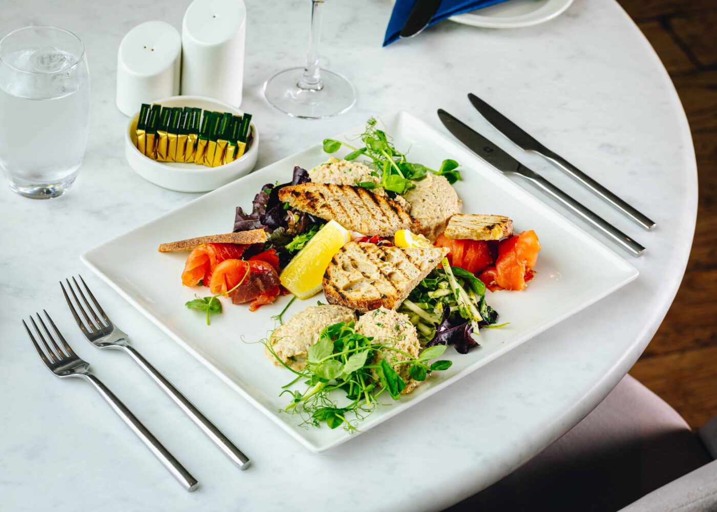 Lanscape Seafood platter knives and forks at Salthill Hotel Galway